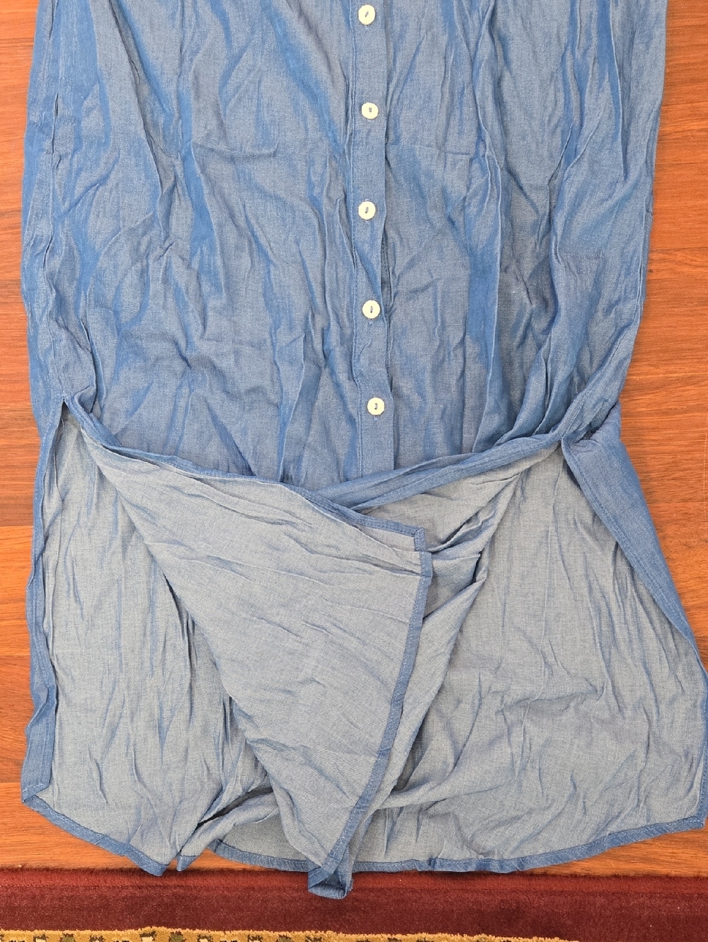 Popvil Chambray Button-Front Shirt Dress in Blue Size Large NWT Has Pockets - Picture 5 of 9